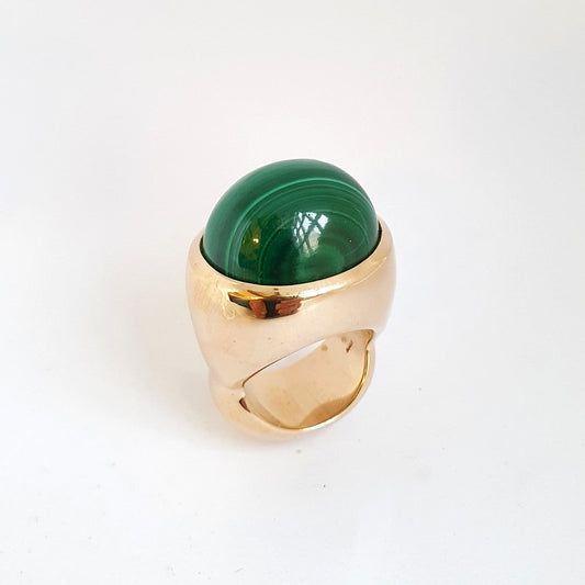 Oval Malachite Bronze Ring