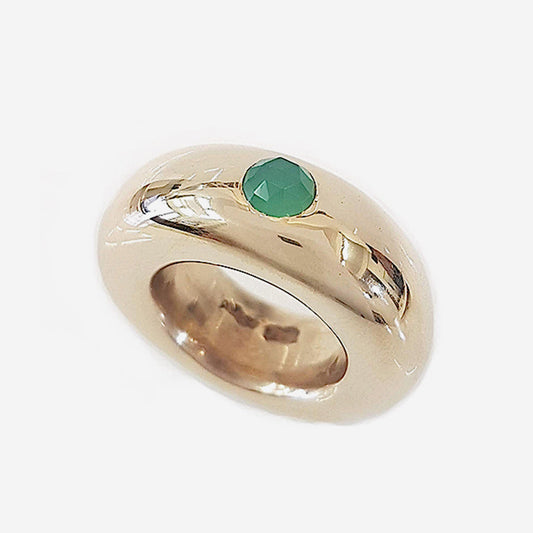 Chrysoprase Bronze Ring 10mm