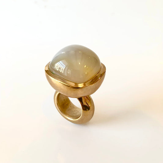 Cushion Cut Honey Agate Bronze Ring