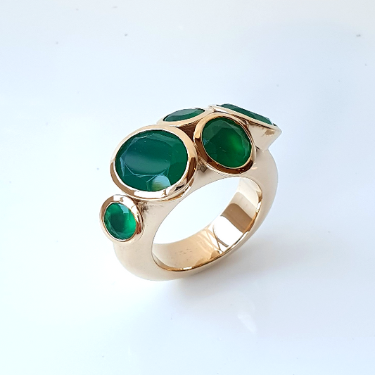 Green Onyx My Octopus Bronze Ring