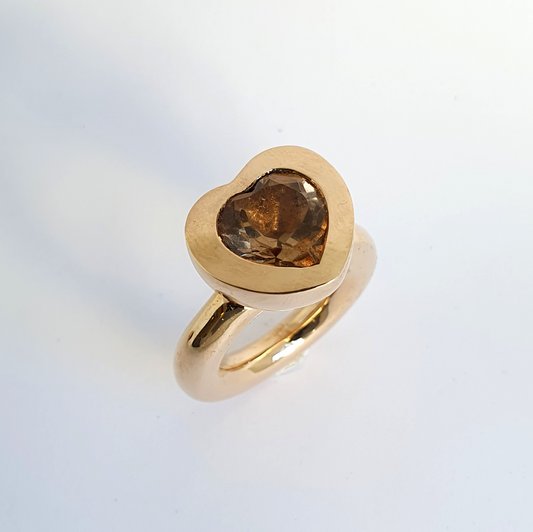 Champagne Quartz Heart Bronze Ring 5mm