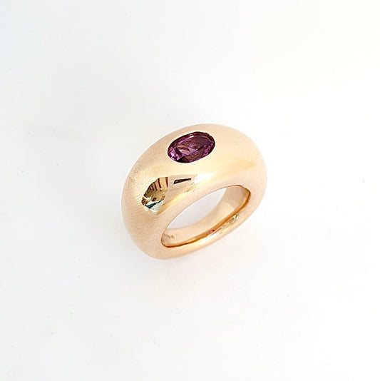 Amethyst Tapered Bronze Ring