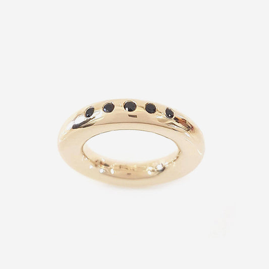 Black Spinel Half Eternity Bronze Ring 5mm